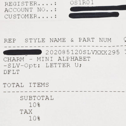 Chrome Hearts Alphabet Stack Charm U Initial