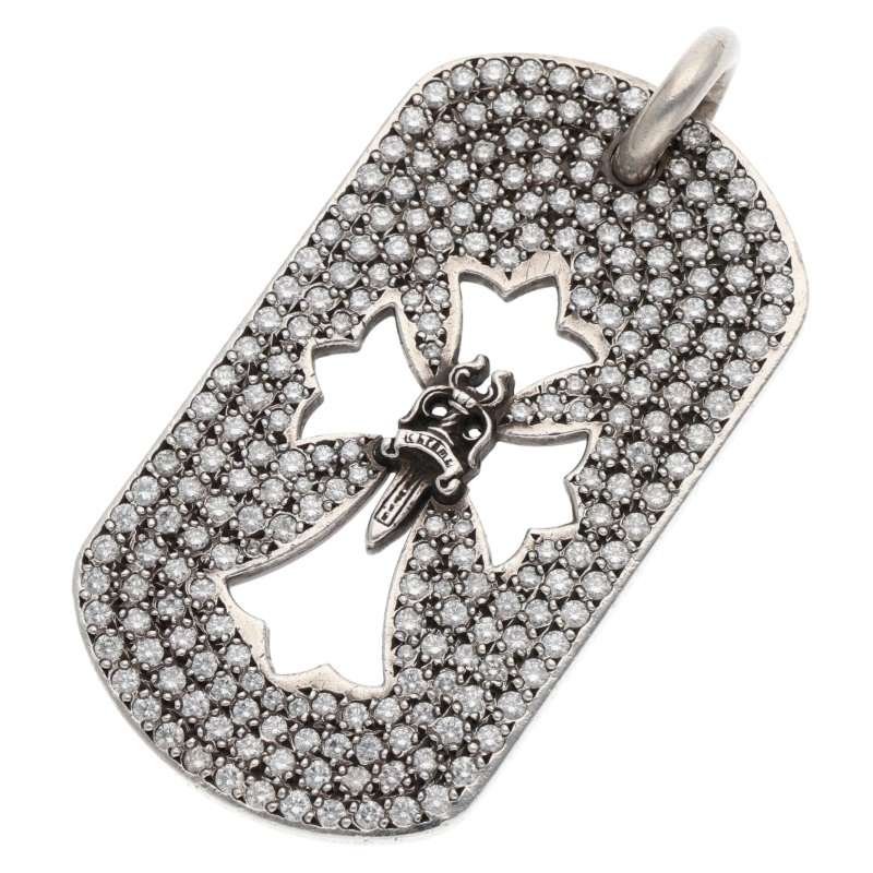 Chrome Hearts Large Dog Tag Pave Diamond