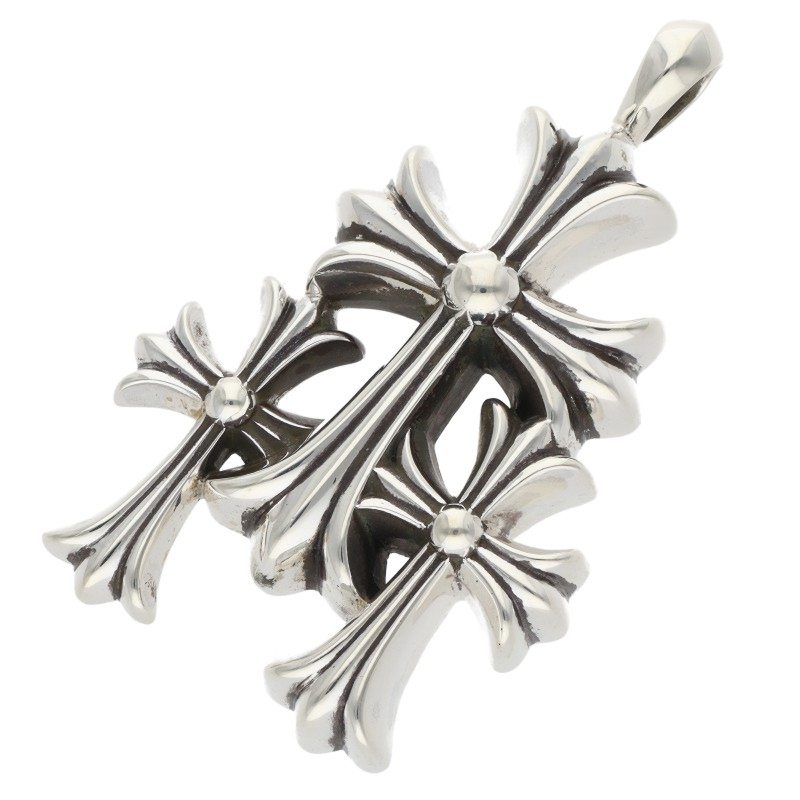 Chrome Hearts Small 3 CH Cross Silver Necklace Size ONE SIZE