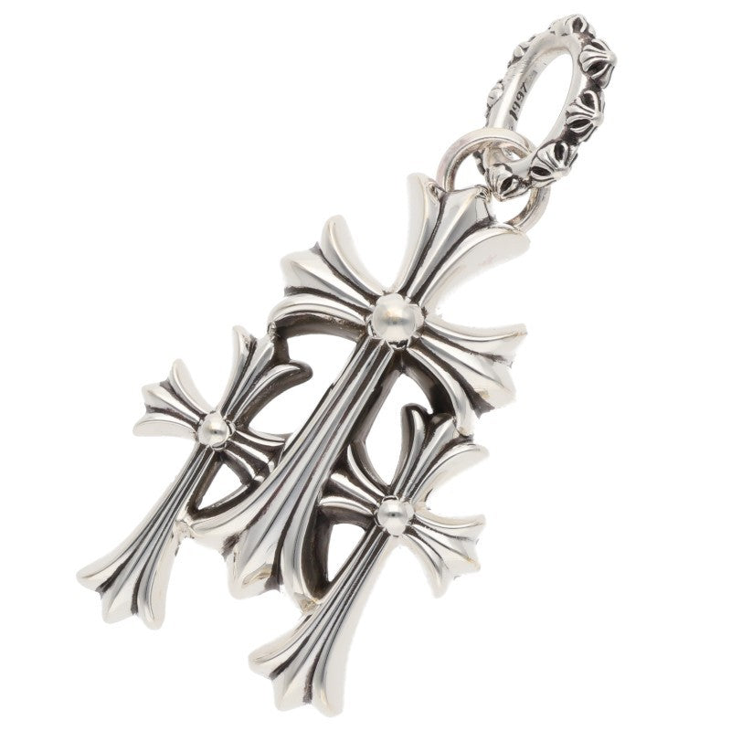 Chrome Hearts 925 Triple CH Cross Large Charm Size Silver