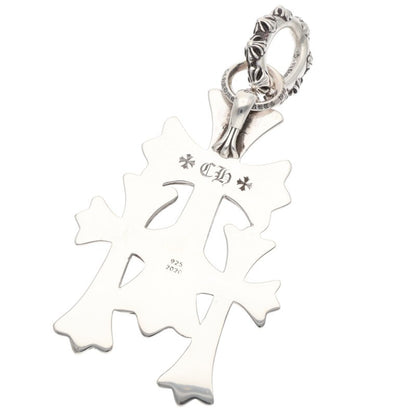 Chrome Hearts 925 Triple CH Cross Large Charm Size Silver