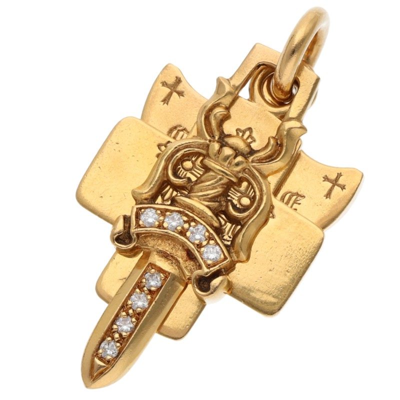 Chrome Hearts 22K Three Trinkets Pave Diamond Size ONE SIZE