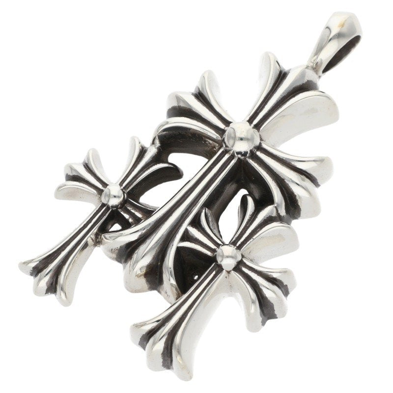 Chrome Hearts Triple CH Cross Small Pendant Size ONE Silver