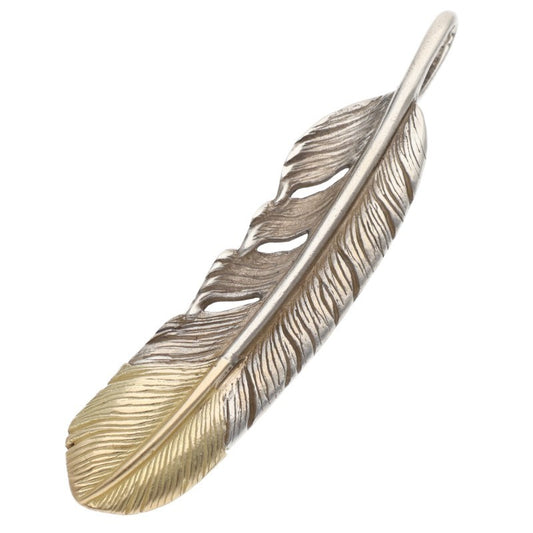 TADY & KING Two-Tone SV Feather K18 Tip Left Pendant Size L
