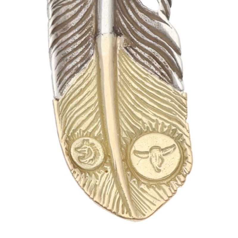TADY & KING Two-Tone SV Feather K18 Tip Left Pendant Size L