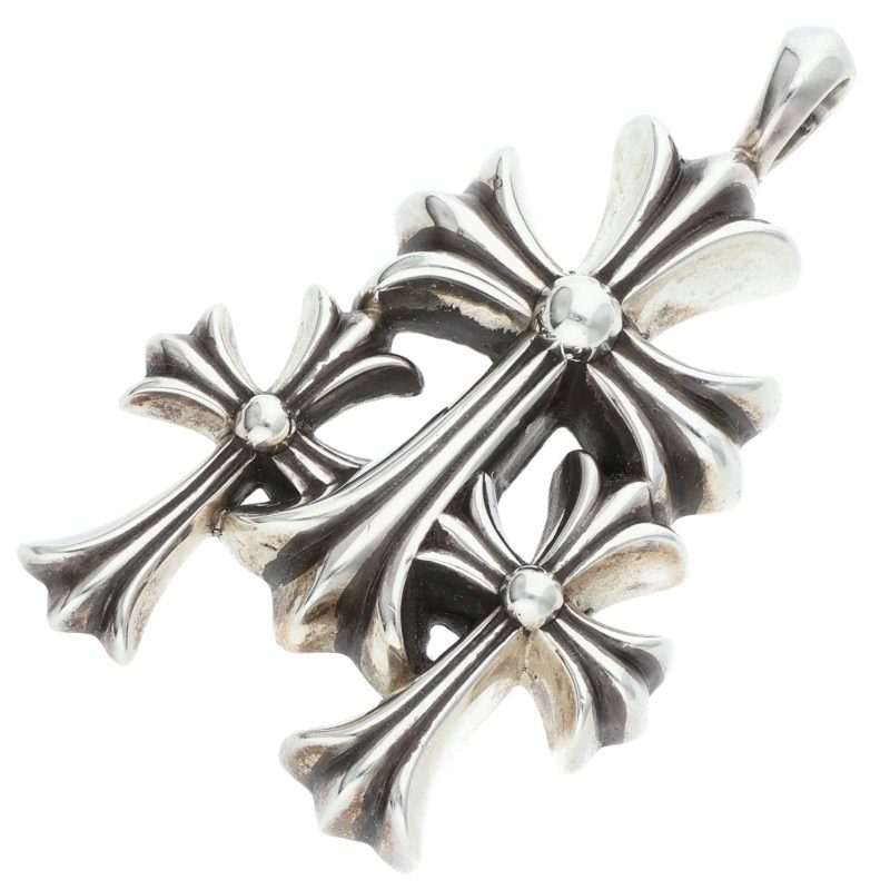 Chrome Hearts 925 Silver Triple CH Cross Small Size ONE SIZE