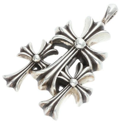Chrome Hearts 925 Silver Triple CH Cross Small Size ONE SIZE