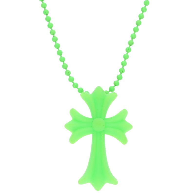 Chrome Hearts FNO Ltd Rubber CH Cross Necklace Size Green