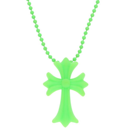 Chrome Hearts FNO Ltd Rubber CH Cross Necklace Size Green
