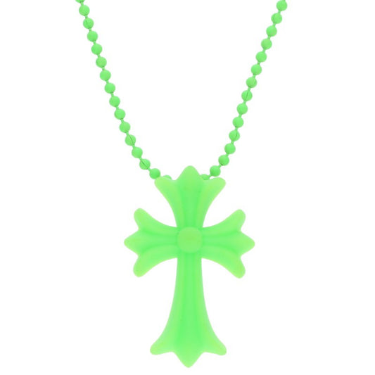 Chrome Hearts FNO Ltd Rubber CH Cross Necklace Size Green