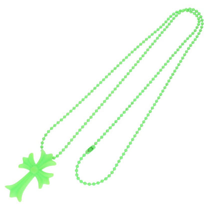 Chrome Hearts FNO Ltd Rubber CH Cross Necklace Size Green