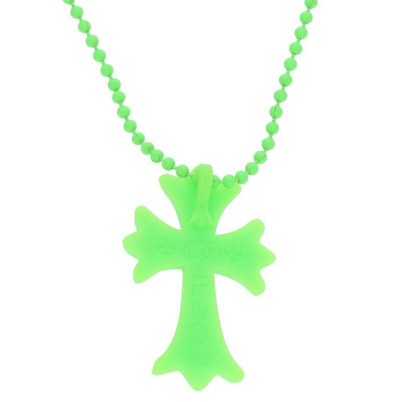 Chrome Hearts FNO Ltd Rubber CH Cross Necklace Size Green