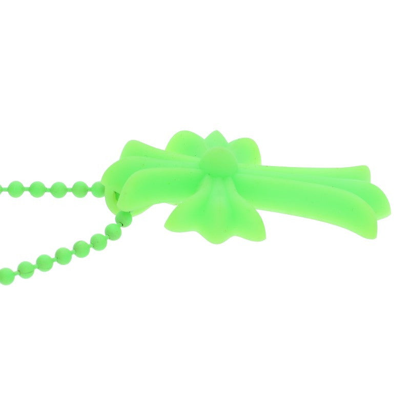Chrome Hearts FNO Ltd Rubber CH Cross Necklace Size Green