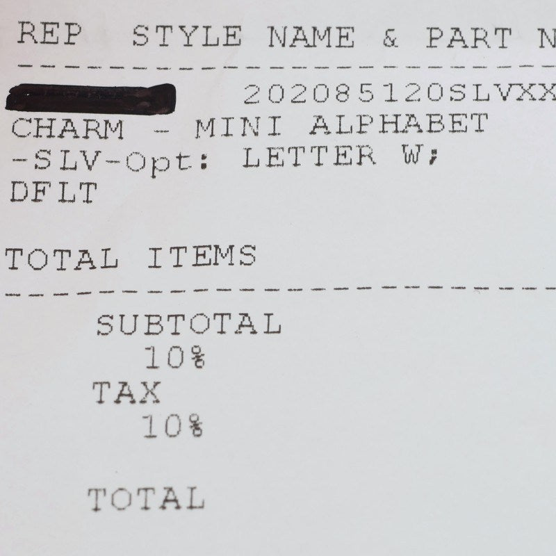 Chrome Hearts Stack Alphabet "W" Initial Charm Size ONE SIZE