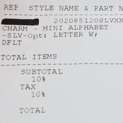 Chrome Hearts Stack Alphabet "W" Initial Charm Size ONE SIZE