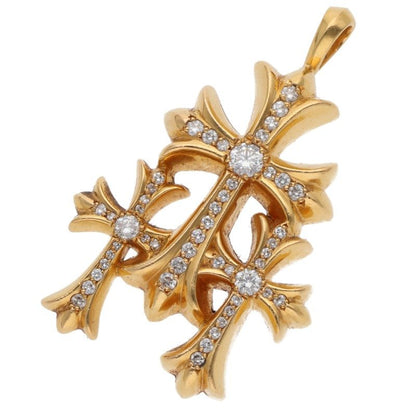Chrome Hearts 22K Triple CH Diamond Pendant Size ONE SIZE