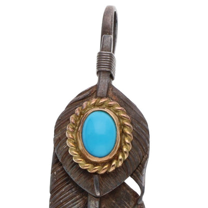 L L feather turquoise Left Feather Pendant Multi Size L