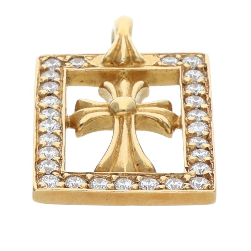 Chrome Hearts 22K Framed Open Babyfat Pave Size ONE Gold