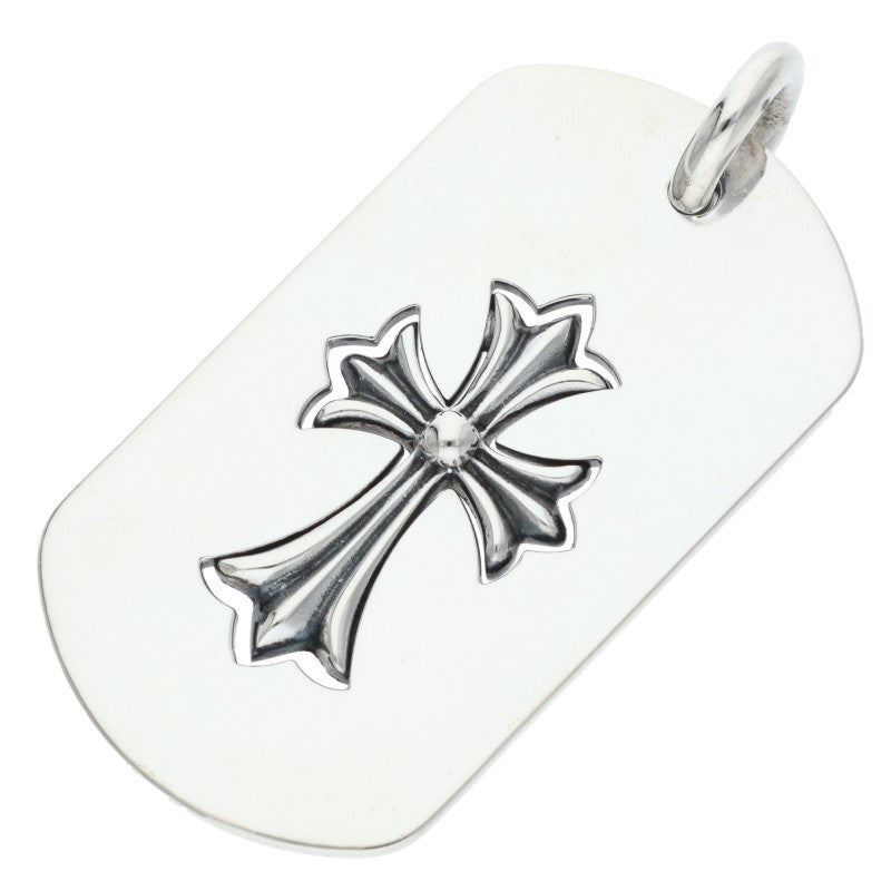 Chrome Hearts 925 Silver Cutout Tiny Cross Dog