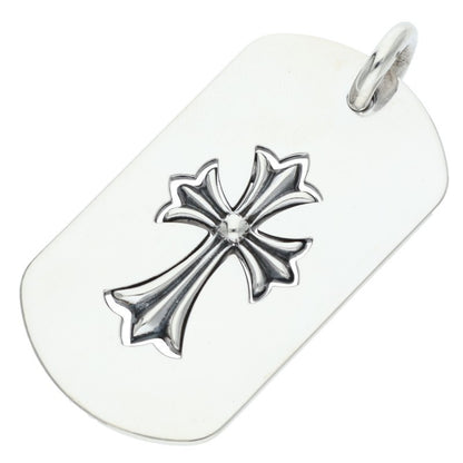 Chrome Hearts 925 Silver Cutout Tiny Cross Dog