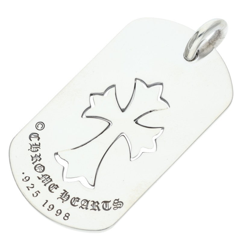 Chrome Hearts 925 Silver Cutout Tiny Cross Dog
