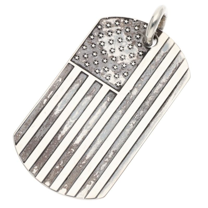 Chrome Hearts Large Dog Tag US Flag Silver Size ONE SIZE