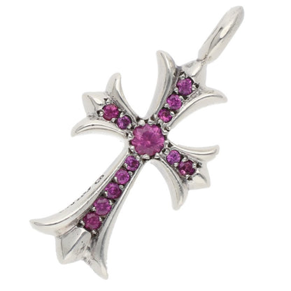 Chrome Hearts Tiny Fat Cross Pave Pink Sapphire Necklace Top