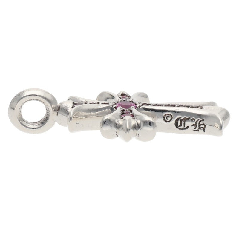 Chrome Hearts Tiny Fat Cross Pave Pink Sapphire Necklace Top