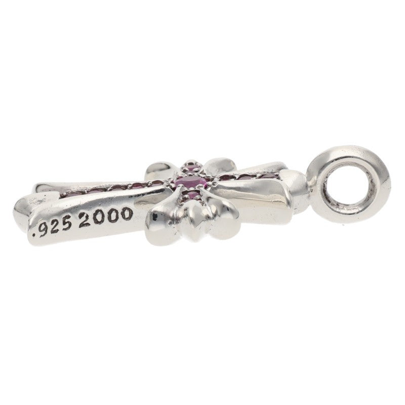 Chrome Hearts Tiny Fat Cross Pave Pink Sapphire Necklace Top