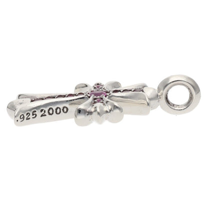 Chrome Hearts Tiny Fat Cross Pave Pink Sapphire Necklace Top