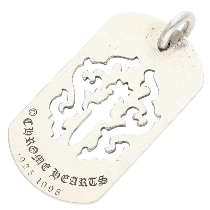 Chrome Hearts Large Dagger Cutout Tag Pendant Size Silver