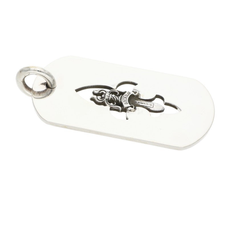 Chrome Hearts 925 Large Fleur Tag Silver Necklace Size ONE SIZE