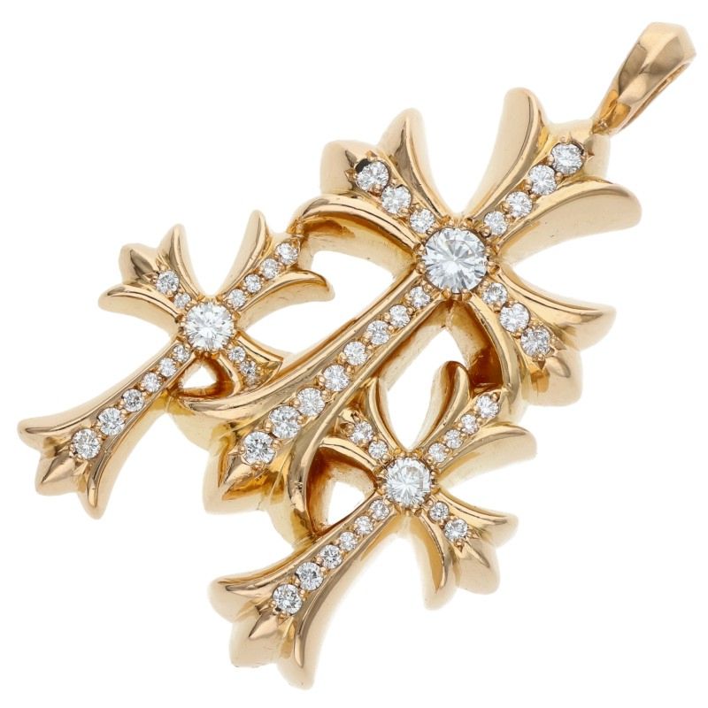 Chrome Hearts 22K 3 CH Cross Diamond Pendant Size ONE SIZE