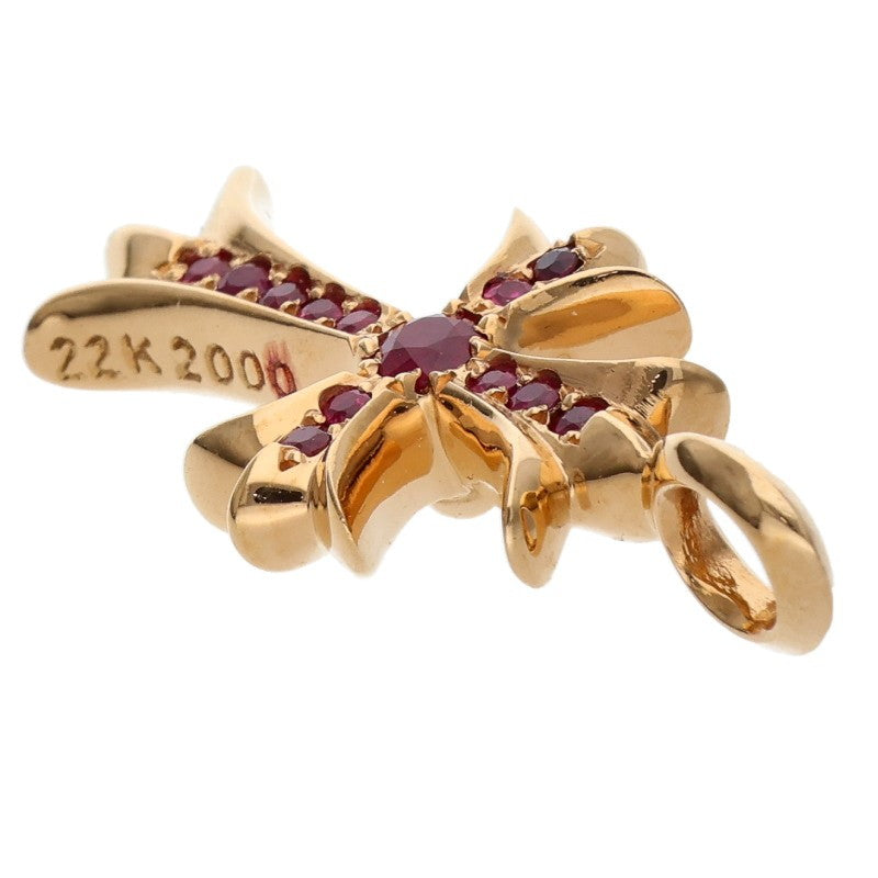 Chrome Hearts 22K Tiny Fat Cross Ruby Pendant Size ONE SIZE