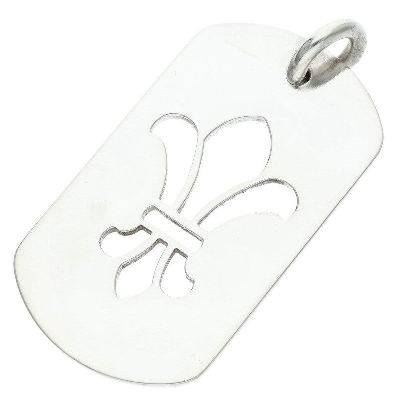 Chrome Hearts Large Fleur Dog Tag Silver 925 Necklace
