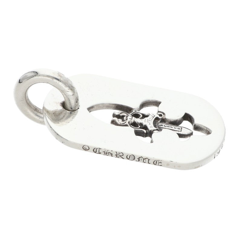 Chrome Hearts Flare Dagger Dog Necklace Silver