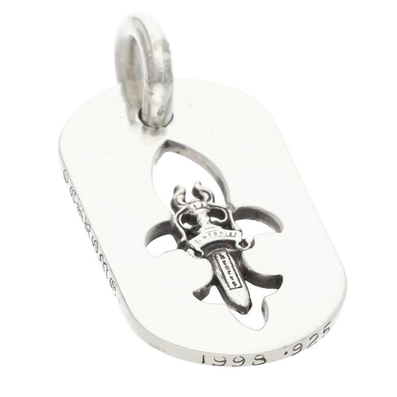 Chrome Hearts Flare Dagger Dog Necklace Silver