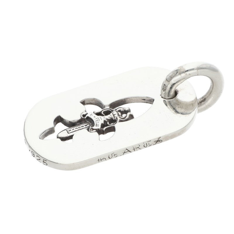 Chrome Hearts Flare Dagger Dog Necklace Silver