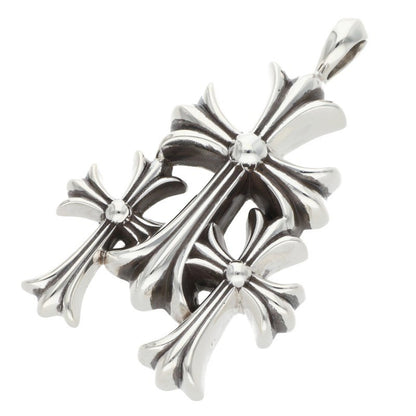Chrome Hearts 925 Silver Triple CH Cross Small Necklace