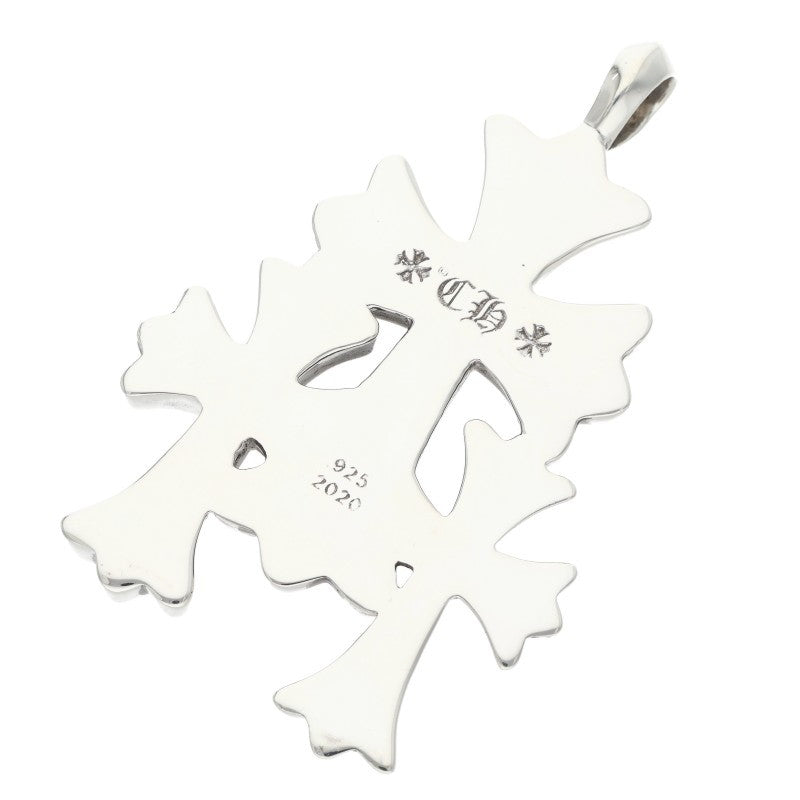 Chrome Hearts 925 Silver Triple CH Cross Small Necklace