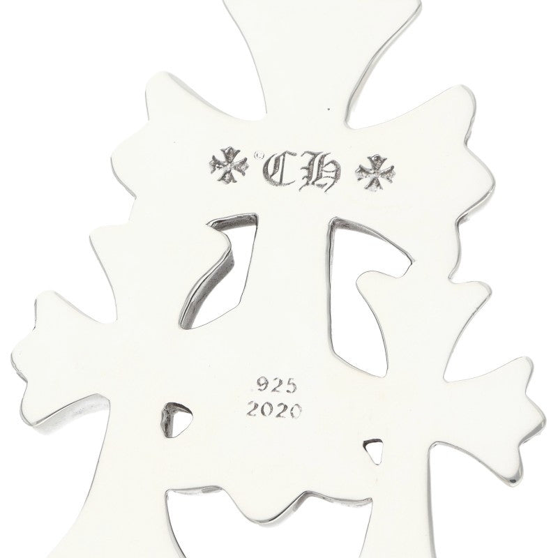 Chrome Hearts 925 Silver Triple CH Cross Small Necklace