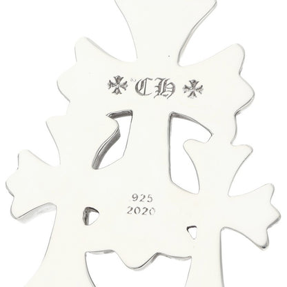 Chrome Hearts 925 Silver Triple CH Cross Small Necklace