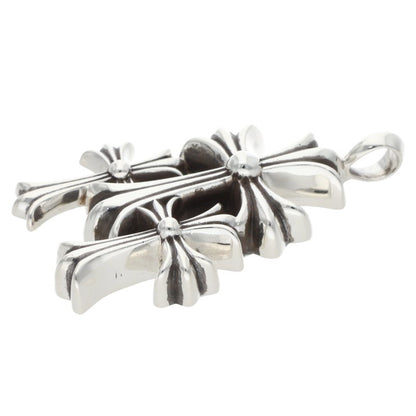 Chrome Hearts 925 Silver Triple CH Cross Small Necklace