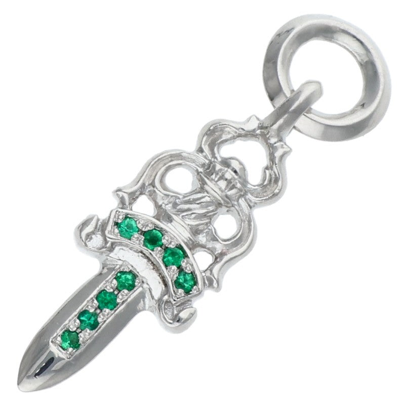 Chrome Hearts 18K #5 Dagger Pave Emerald Necklace