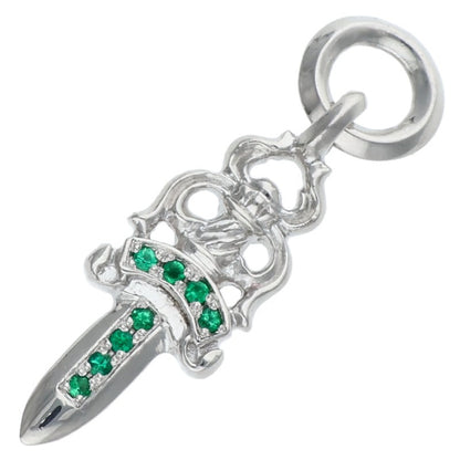 Chrome Hearts 18K #5 Dagger Pave Emerald Necklace
