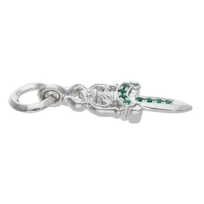 Chrome Hearts 18K #5 Dagger Pave Emerald Necklace