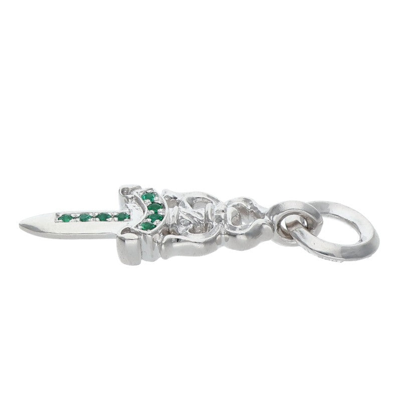 Chrome Hearts 18K #5 Dagger Pave Emerald Necklace