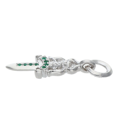 Chrome Hearts 18K #5 Dagger Pave Emerald Necklace