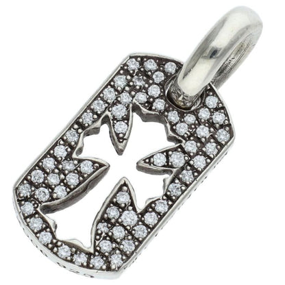 Chrome Hearts Tiny Cutout Cross Pave Diamond Dog Tag Charm