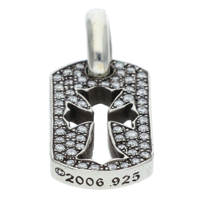 Chrome Hearts Tiny Cutout Cross Pave Diamond Dog Tag Charm